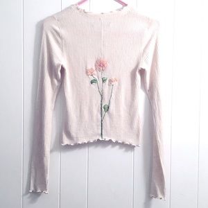 Hand embroidered Abercrombie & Fitch cream, floral, cream top. Size S